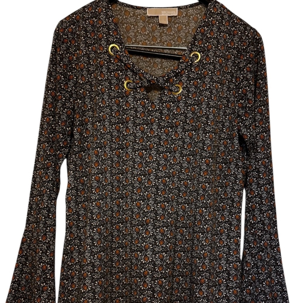 Michael Kors Patterned Long Sleeve Dress